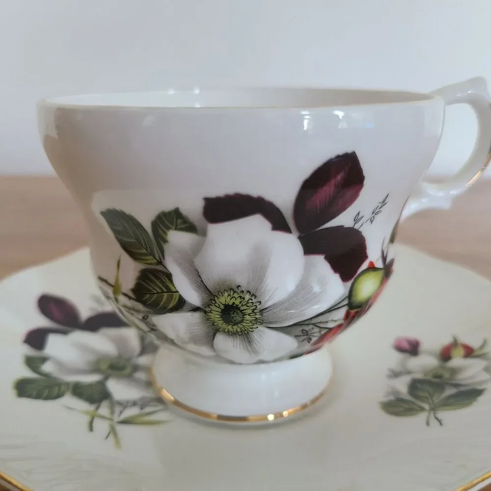Vintage Tea Cup And Saucer Candle Floral Fragrance Royal Dover China Unlit